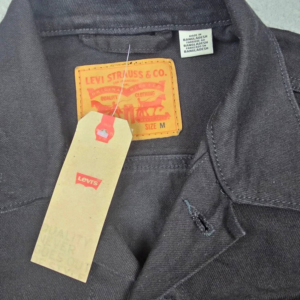 Levi's Trucker Jacket Mens Size M Black Denim 72334-0223 Stretch Cotton NWT - Picture 4 of 10